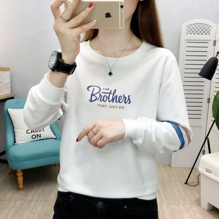 Korean style student hoodie round neck T-shirt for women