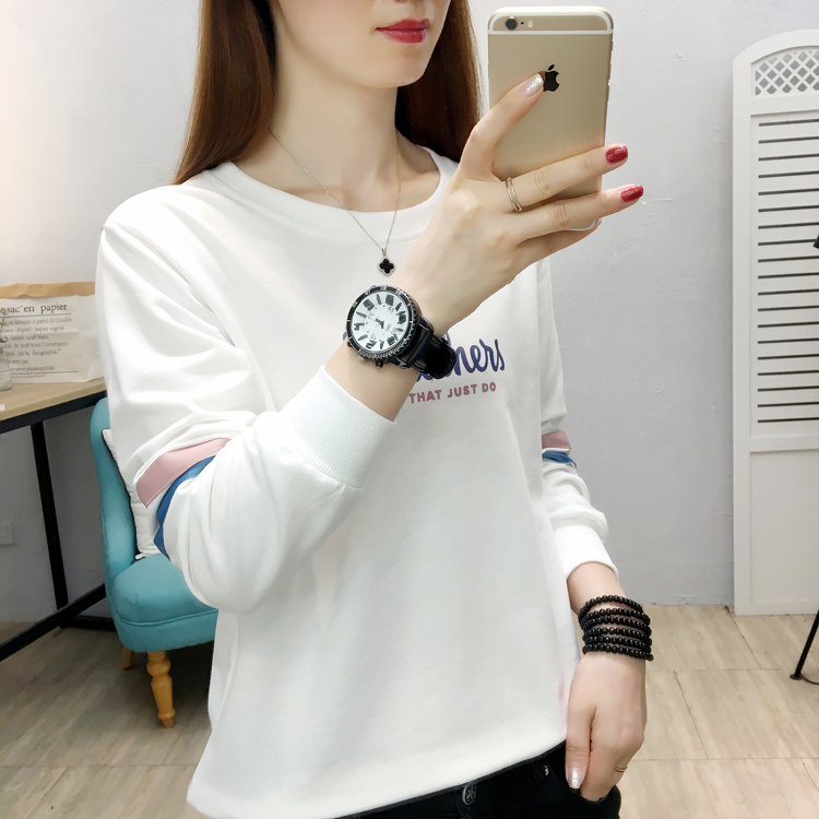 Korean style student hoodie round neck T-shirt for women