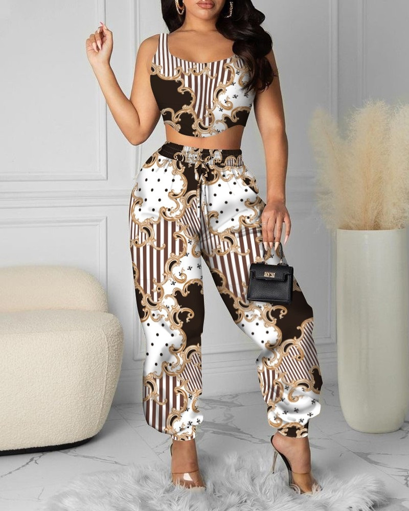Printing fashion sexy long pants a set for women