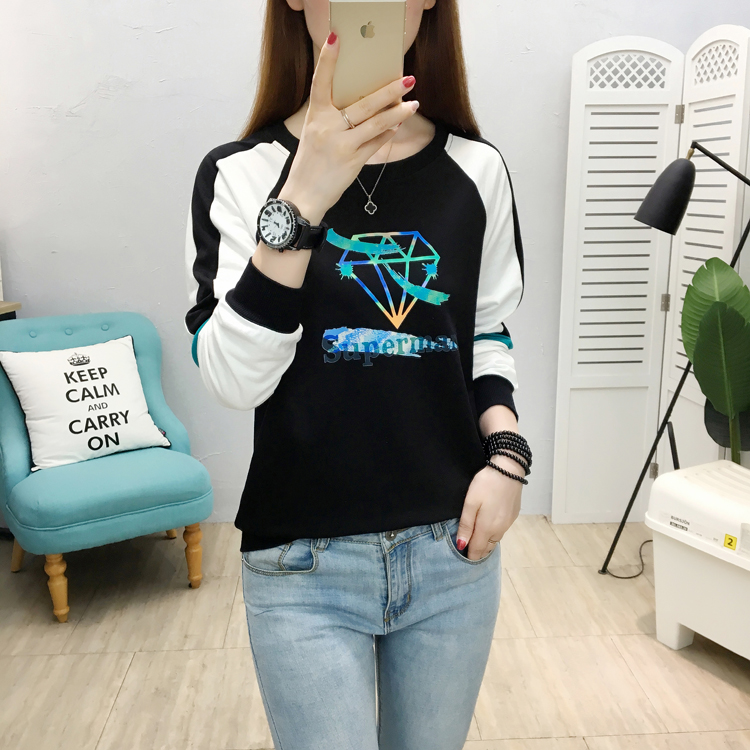 Printing fashion Korean style T-shirt slim thin hoodie for women