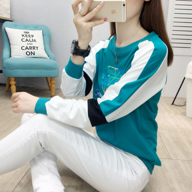 Printing fashion Korean style T-shirt slim thin hoodie for women