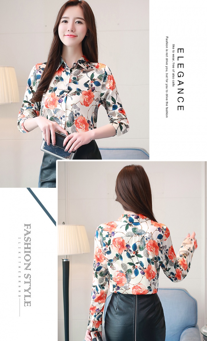 Floral all-match tops long sleeve large yard shirt for women