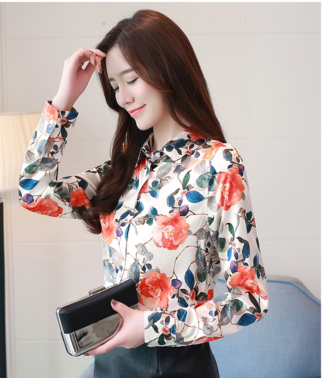 Floral all-match tops long sleeve large yard shirt for women