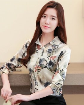Real silk Korean style slim shirt colors silk autumn tops