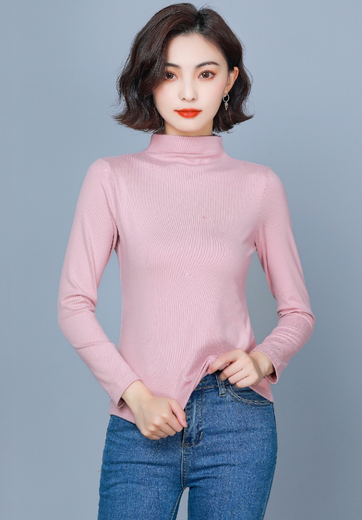 Long sleeve slim tops pure bottoming shirt for women
