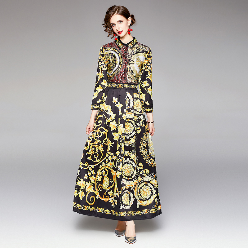 Fashion European style printing dress