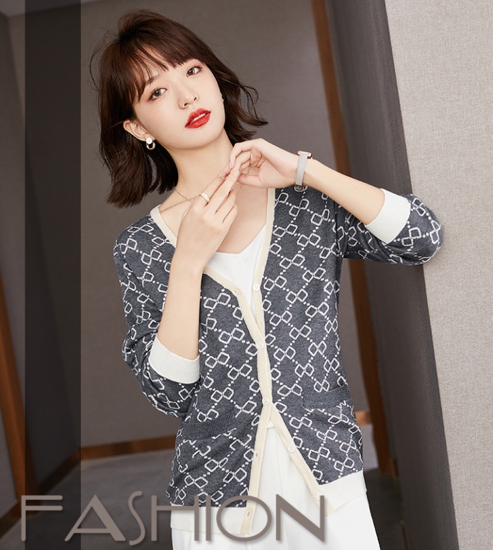 Knitted loose sweater autumn mixed colors coat