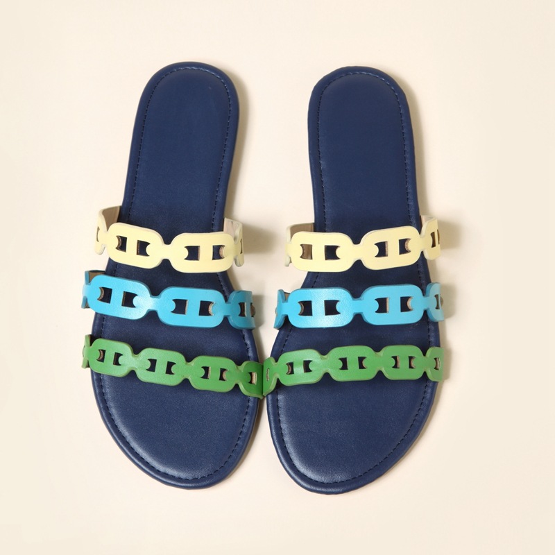 Hollow flat large yard colors fashion slippers