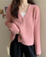 Autumn heart buckle sweater short knitted cardigan for women