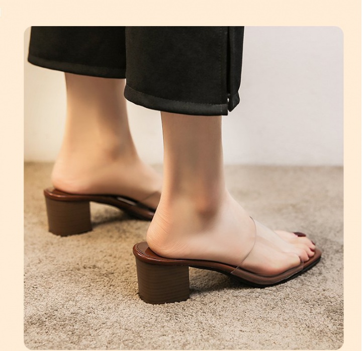 Transparent seaside shoes Korean style slippers for women