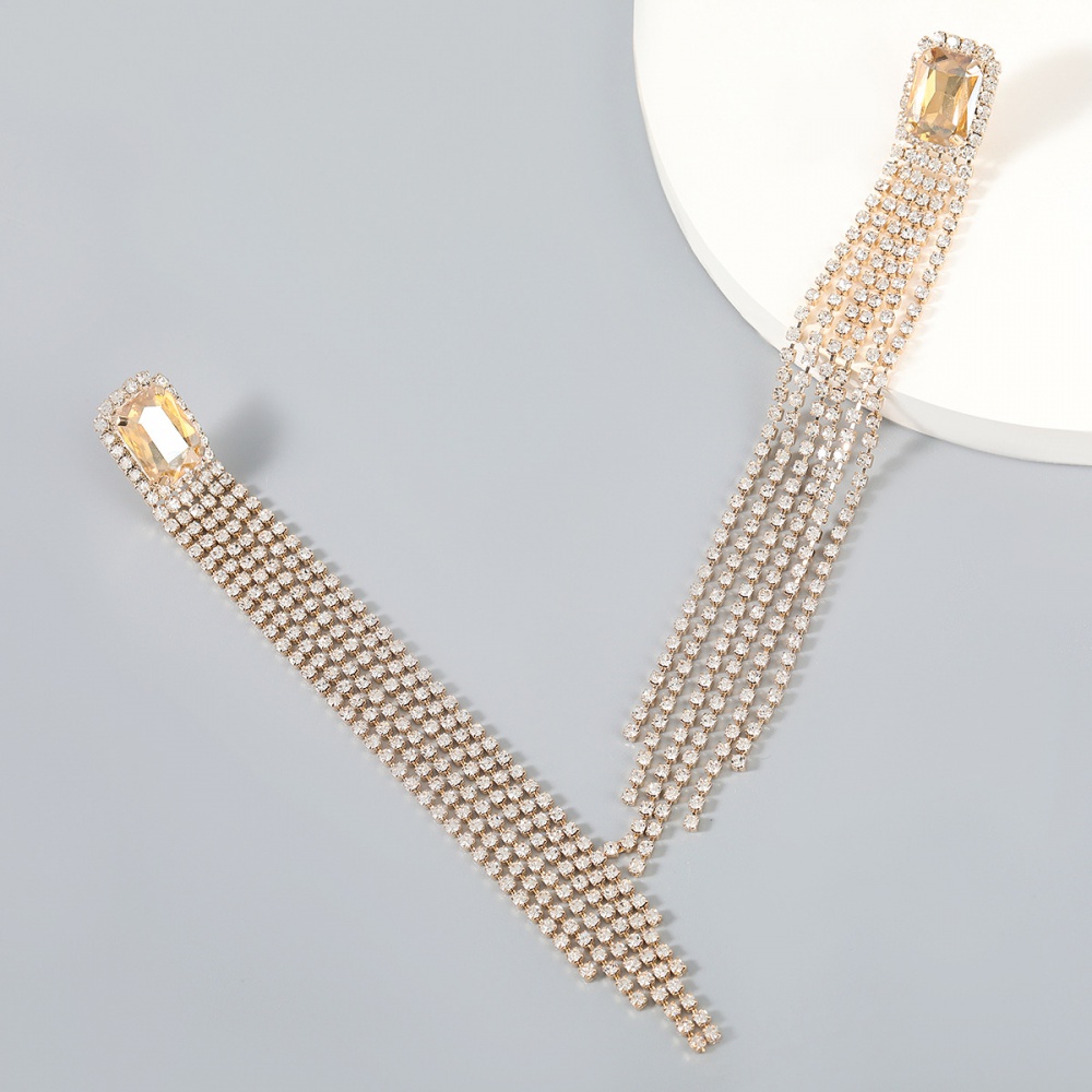 Geometry alloy banquet rhinestone chain earrings for women