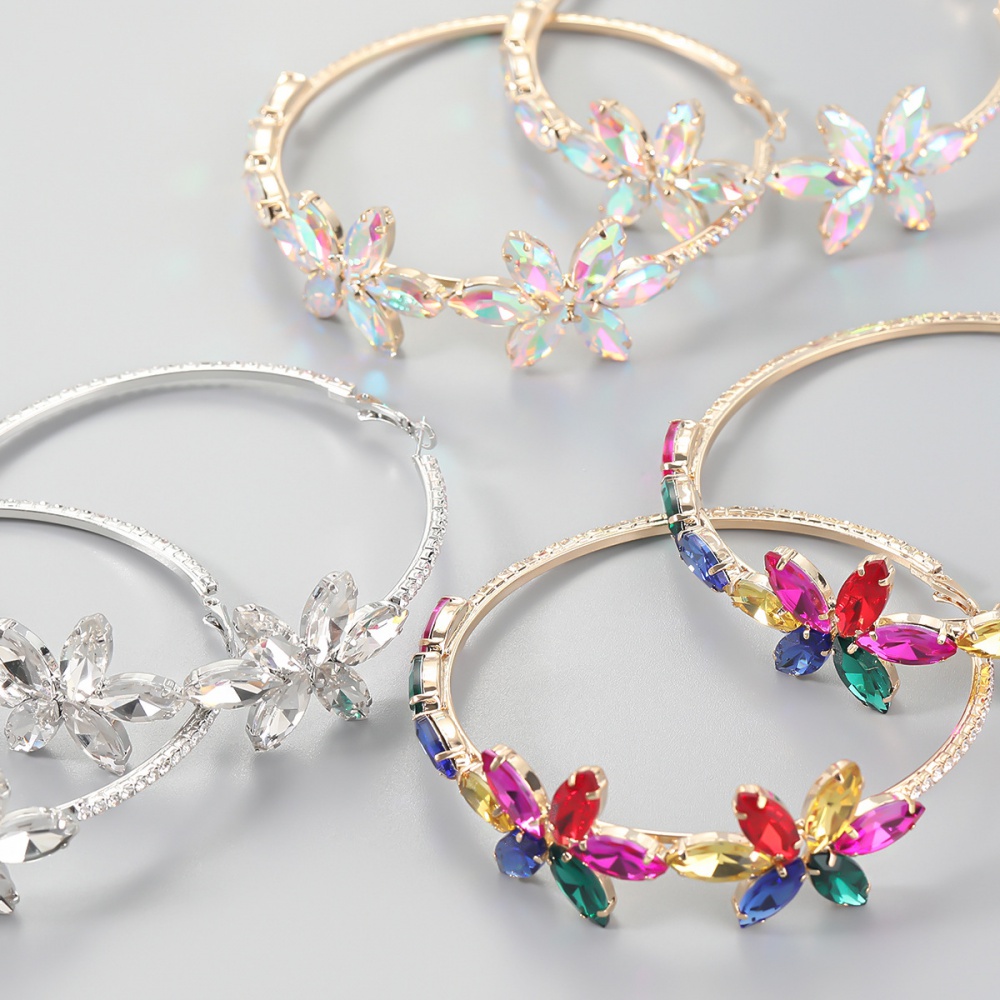 Flowers glass diamond earring rhinestone earrings