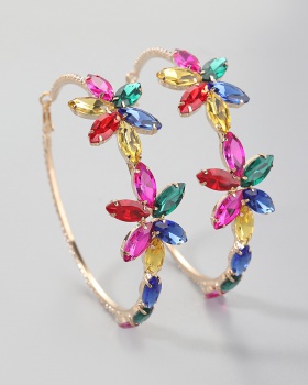 Flowers glass diamond earring rhinestone earrings