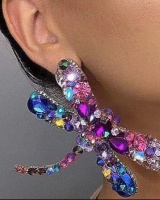 Party glass diamond dragonfly fashion earrings for women
