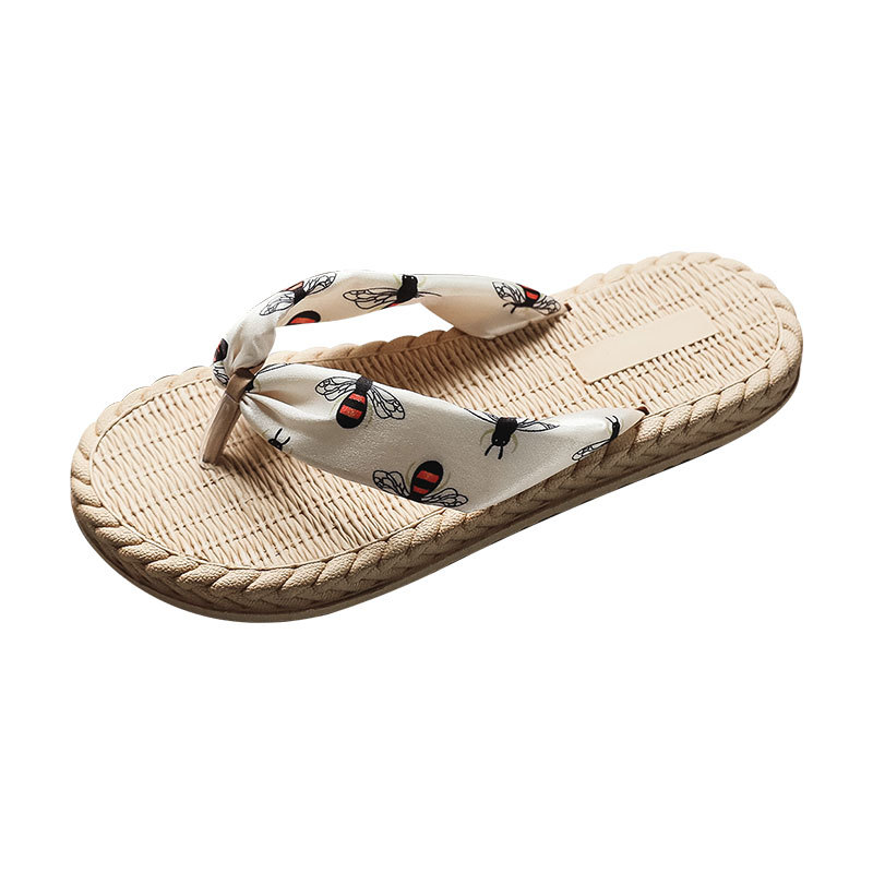 Flat bee sandals imitation of weaving sandy beach 