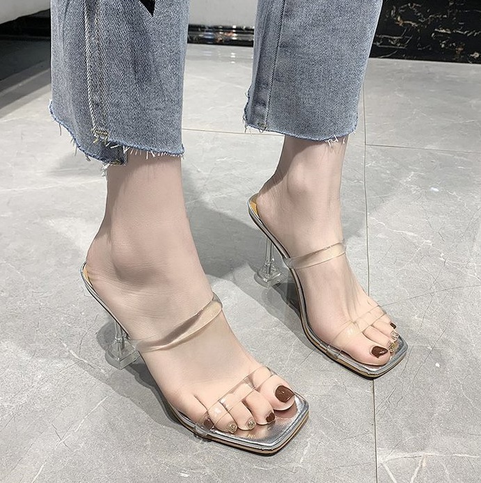 High-heeled summer European style slippers
