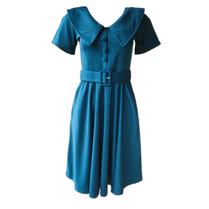 Large lapel with belt pure Casual dress