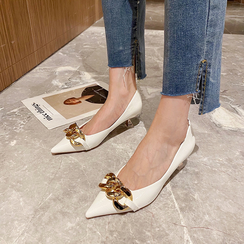 Pointed high-heeled shoes patent leather shoes for women