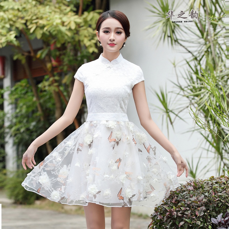 Short sleeve slim fashion dress summer art cheongsam