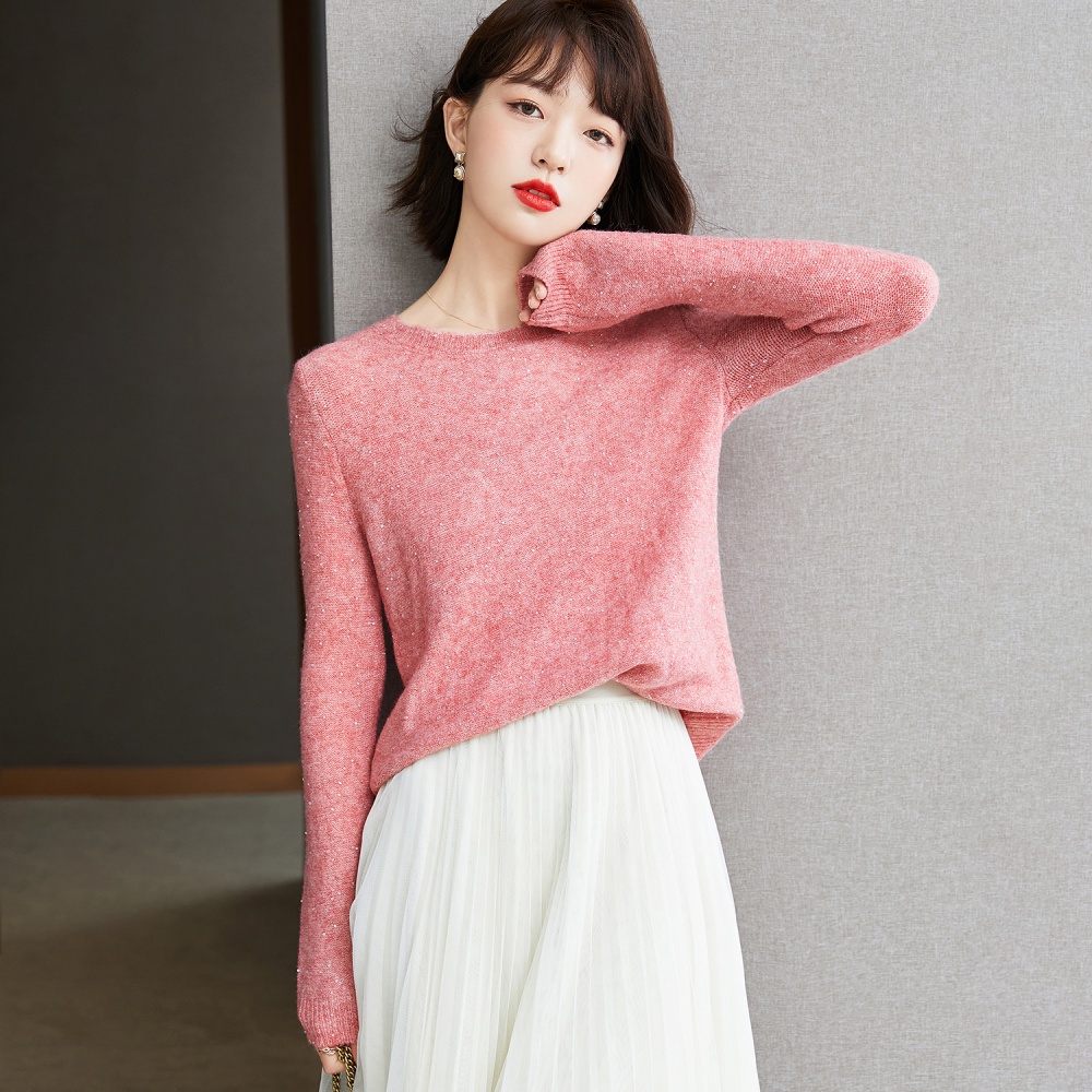 Bottoming autumn long sleeve pullover sequins sweater