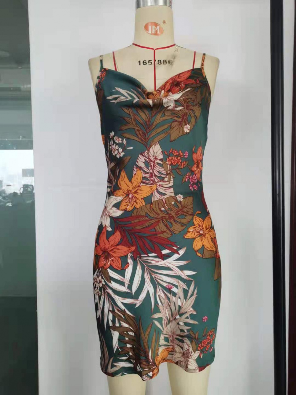 Printing strap dress package hip dress for women
