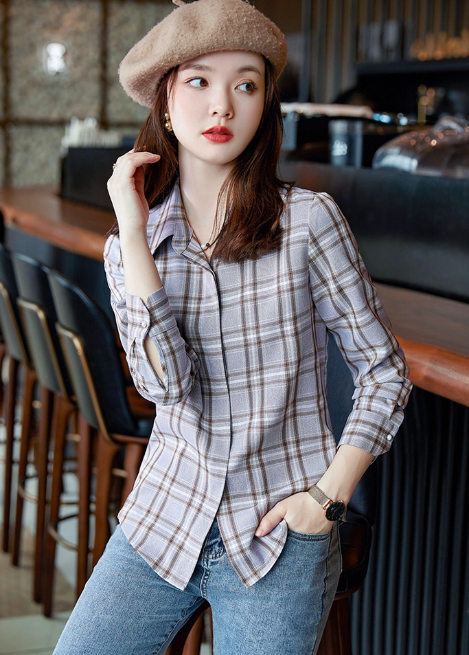 Plaid long sleeve Casual fashion shirt for women