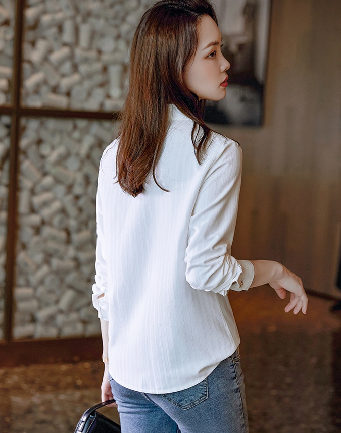 Fashion chiffon stripe shirt autumn blue tops for women