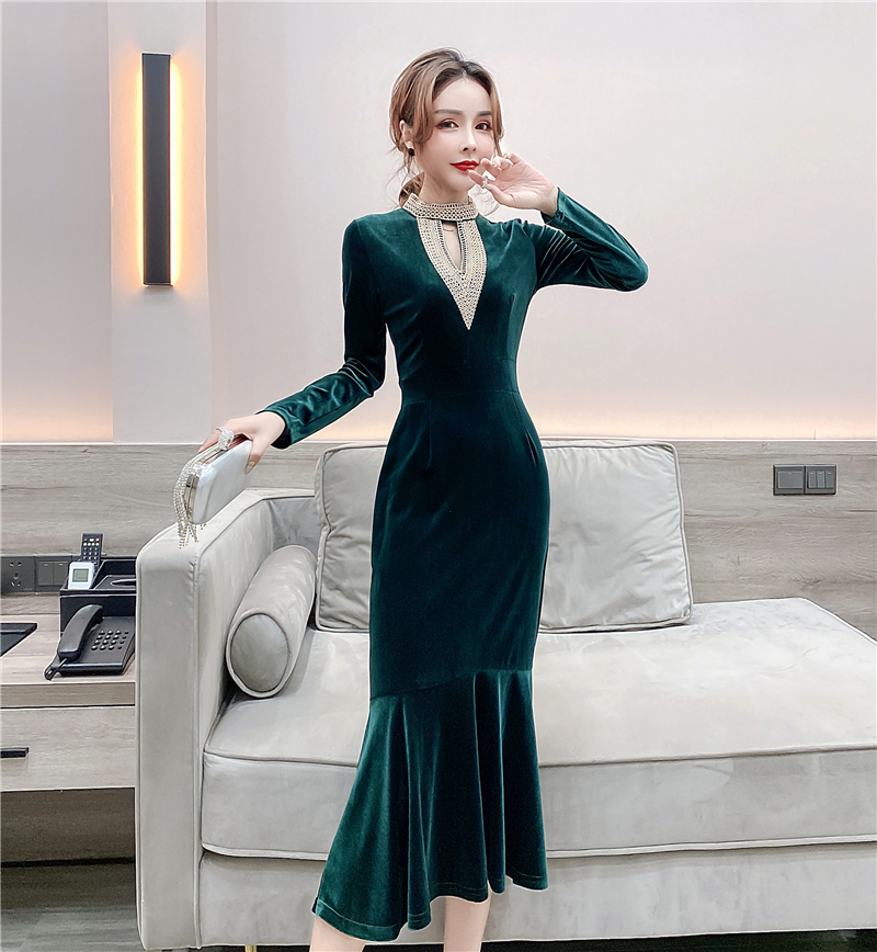 Western style dress autumn and winter long dress