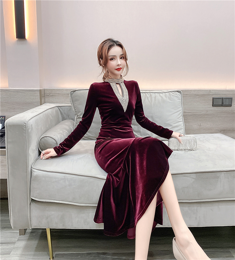 Western style dress autumn and winter long dress