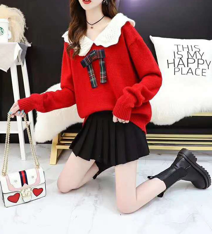 Knitted Korean style tops college style loose sweater