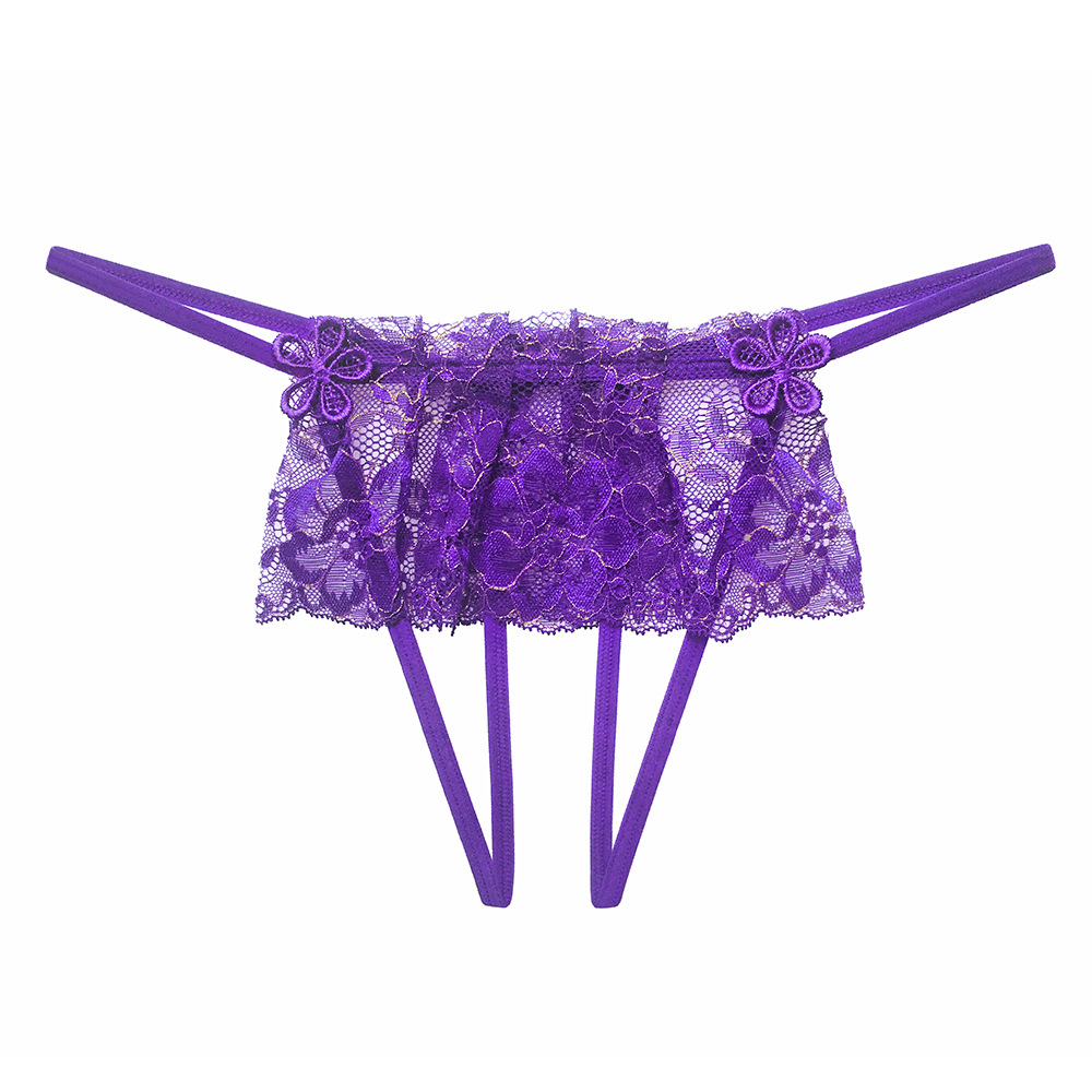 Enticement open crotch lace T-back sexy low-waist briefs