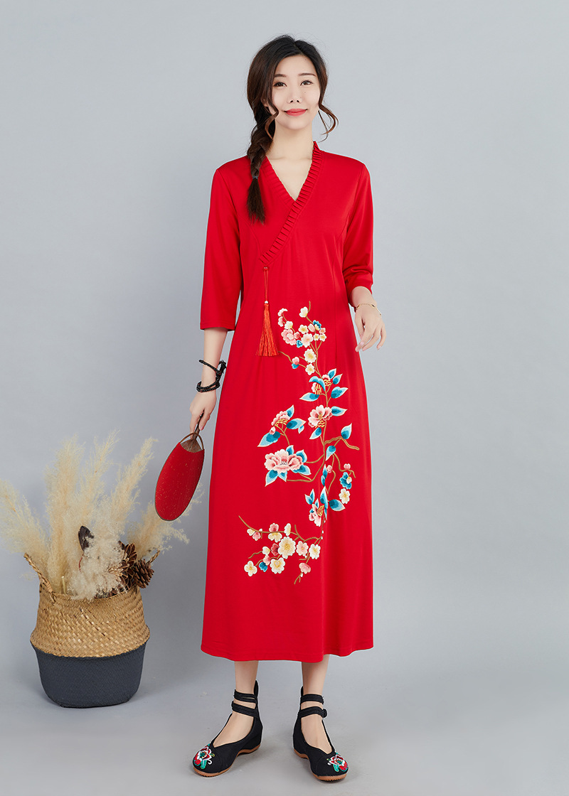 National style loose cheongsam retro summer dress for women