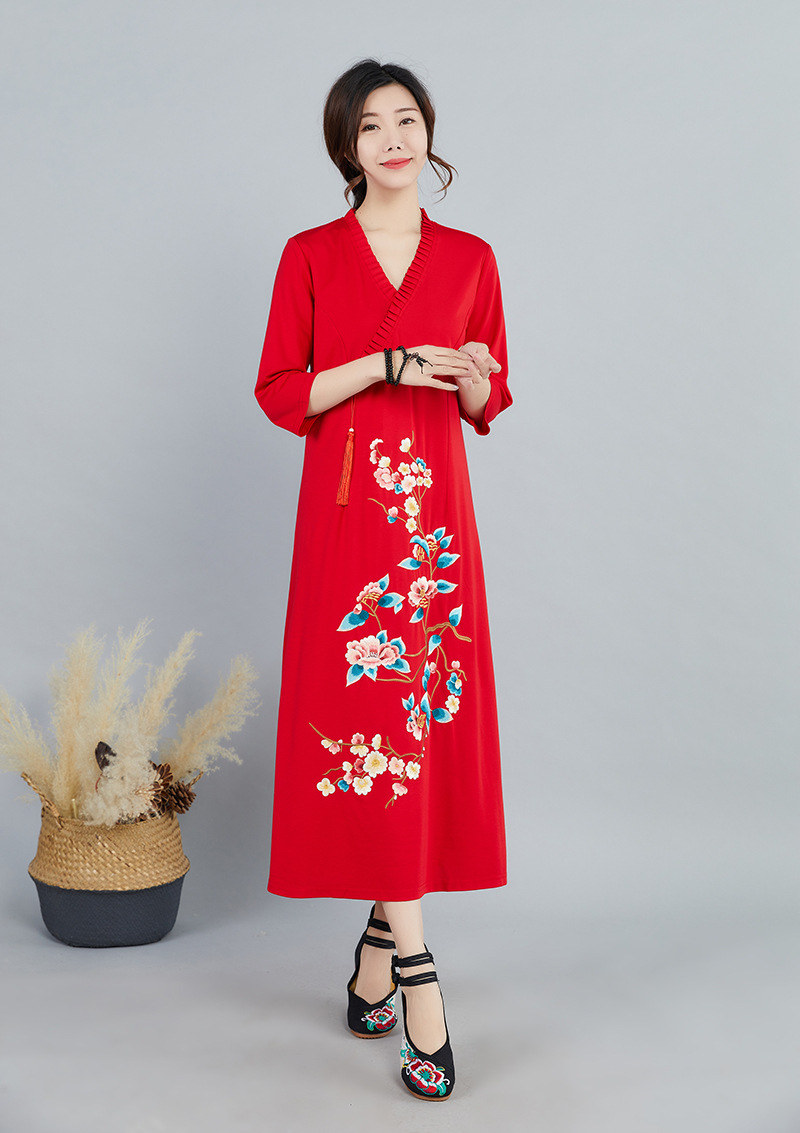 National style loose cheongsam retro summer dress for women