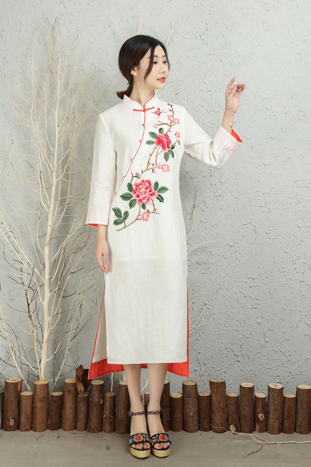 Long sleeve slim long spring and autumn dress for women
