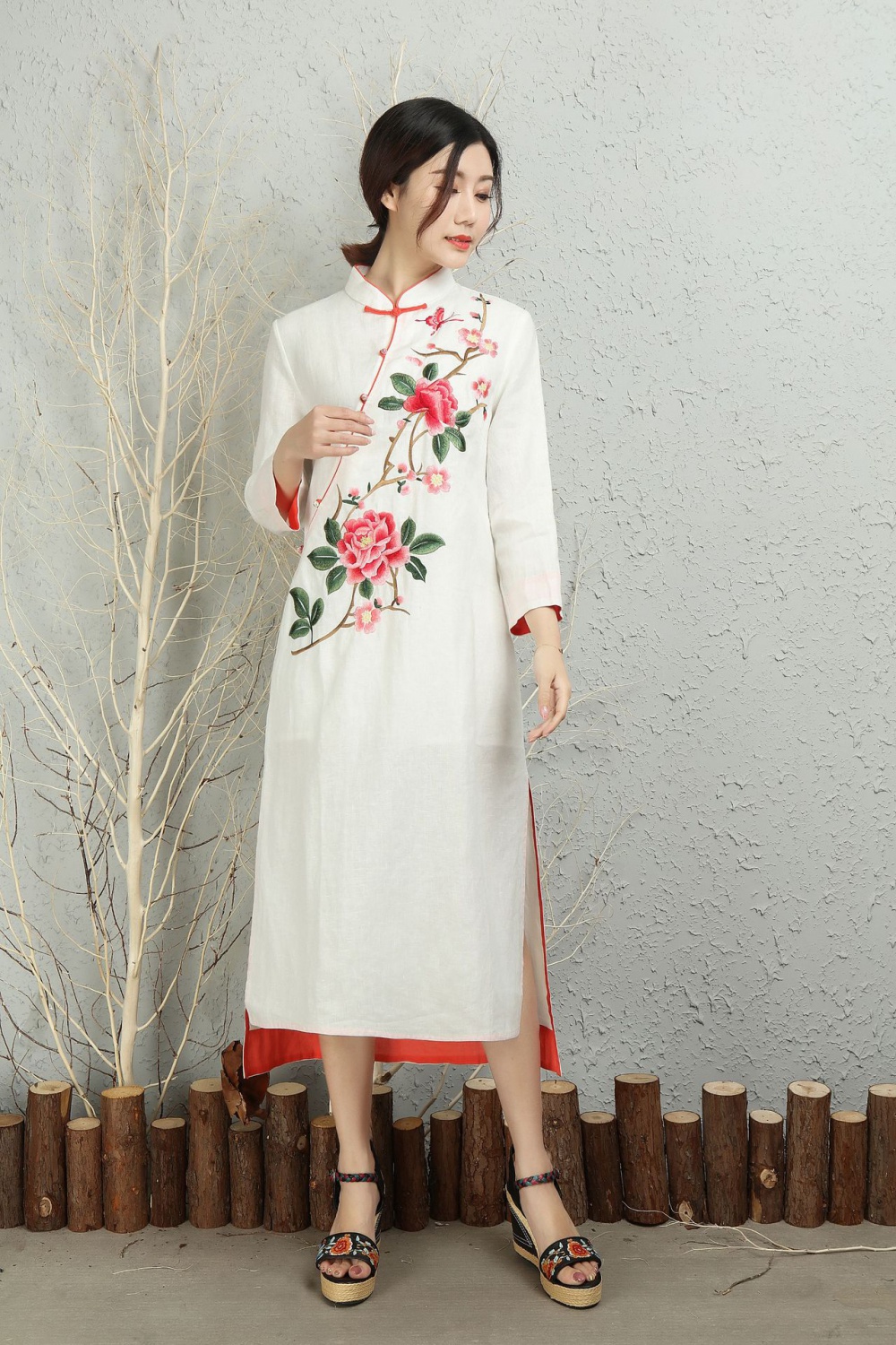 Long sleeve slim long spring and autumn dress for women