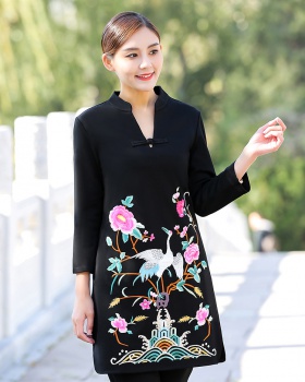 Autumn national style embroidery dress for women