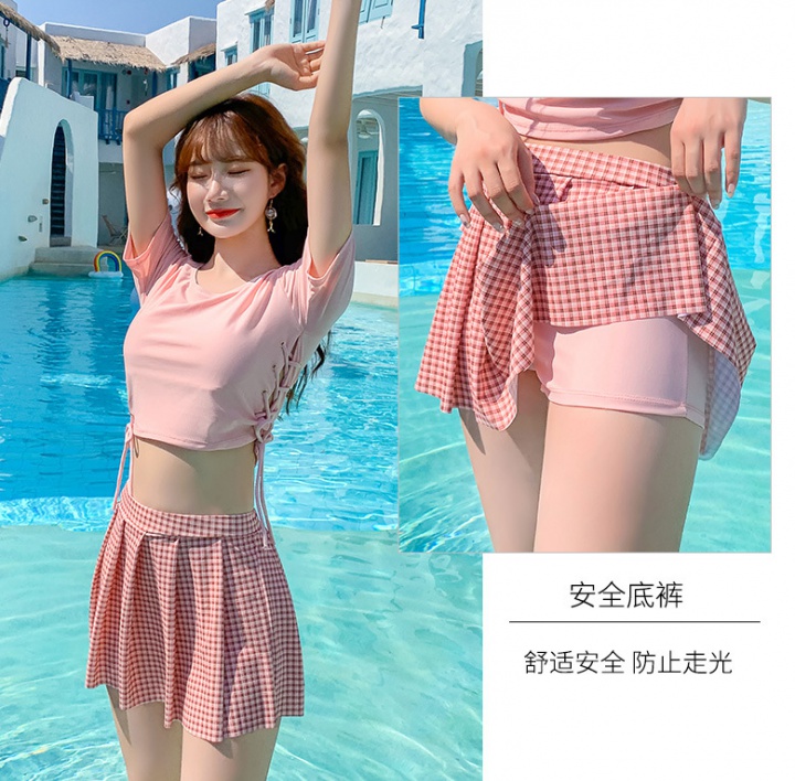 Separate refreshing swimwear plaid small chest skirt