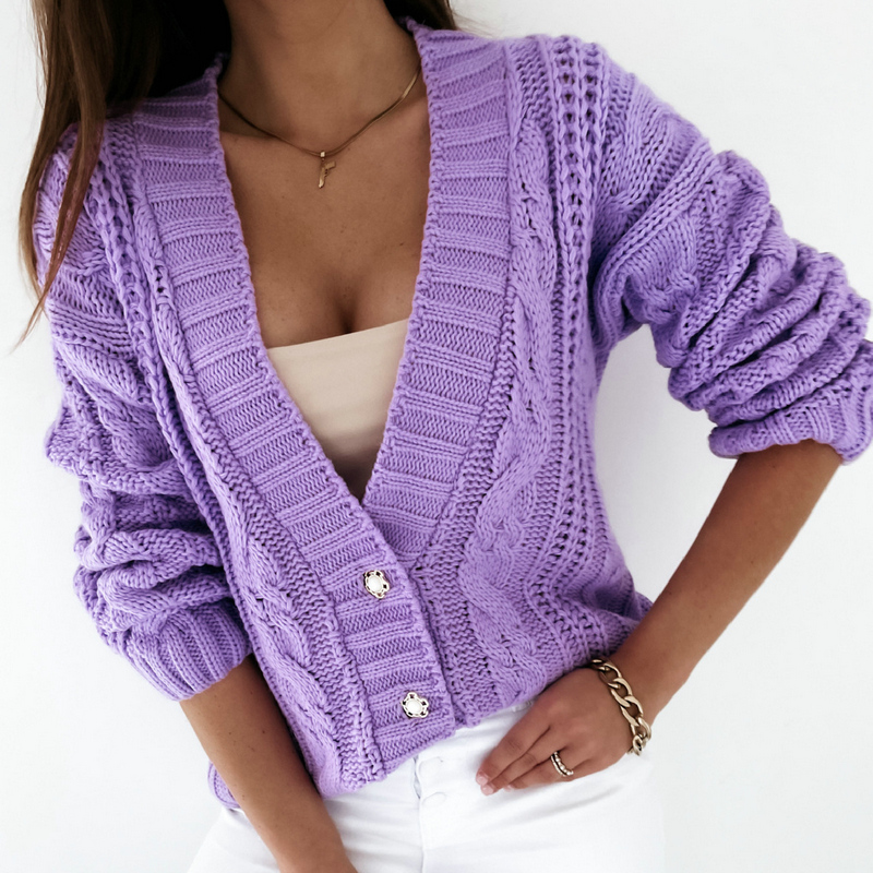 Autumn and winter cardigan twist sweater for women
