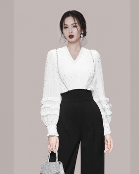 Korean style straight casual pants loose tops 2pcs set