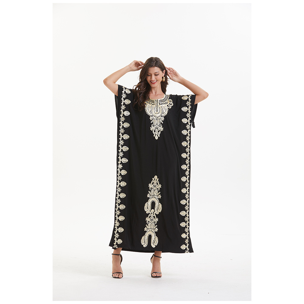 Indian embroidered robe black long dress