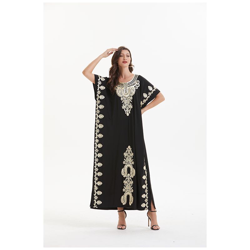 Indian embroidered robe black long dress