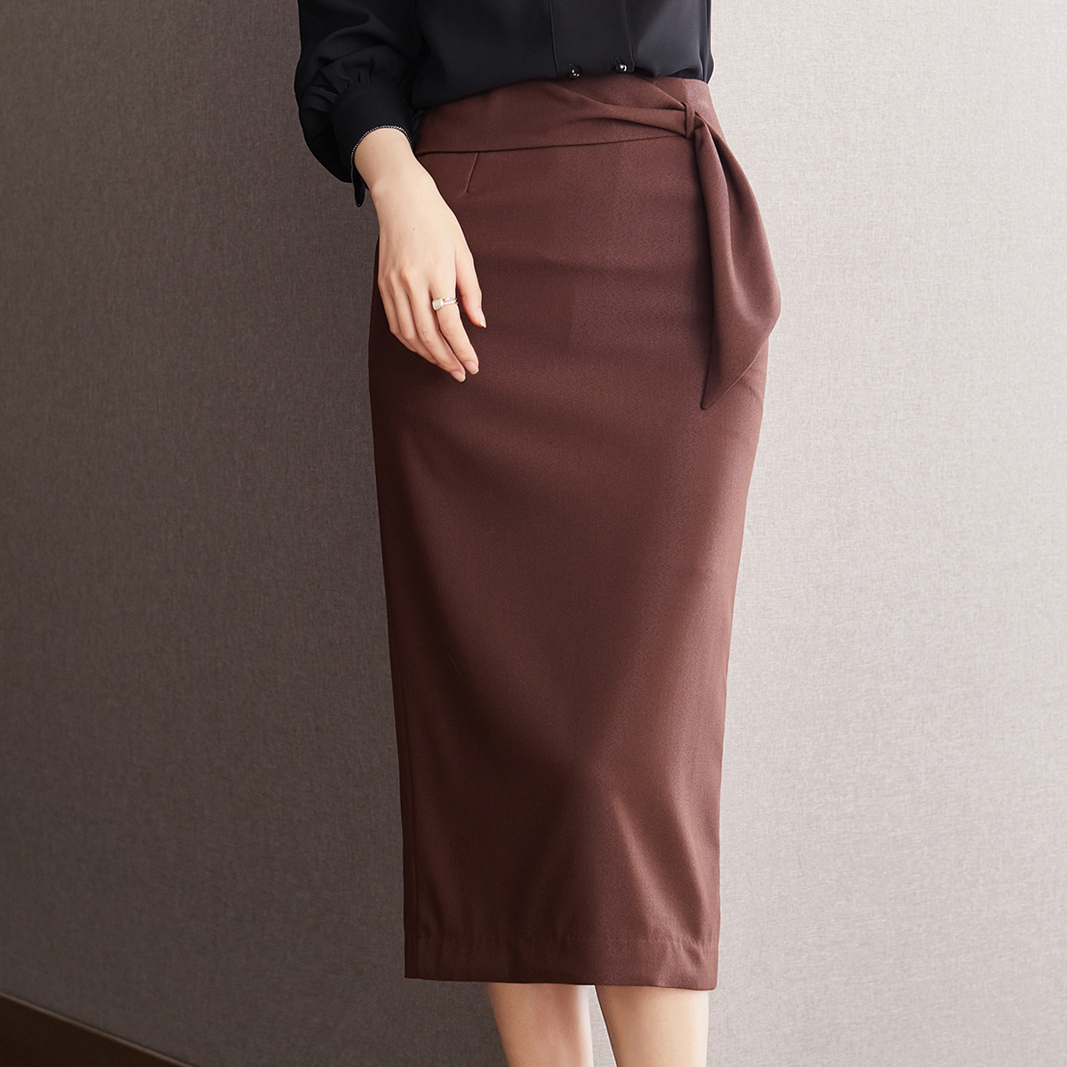 Autumn split streamer long skirt