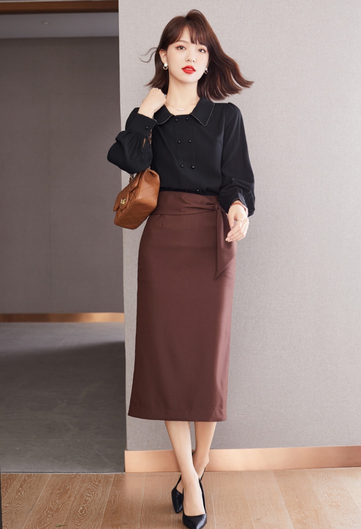 Autumn split streamer long skirt