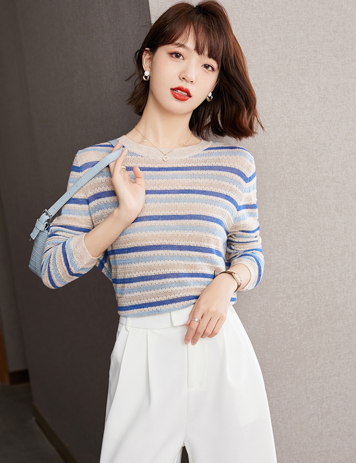 Splice mixed colors sweater autumn Western style tops