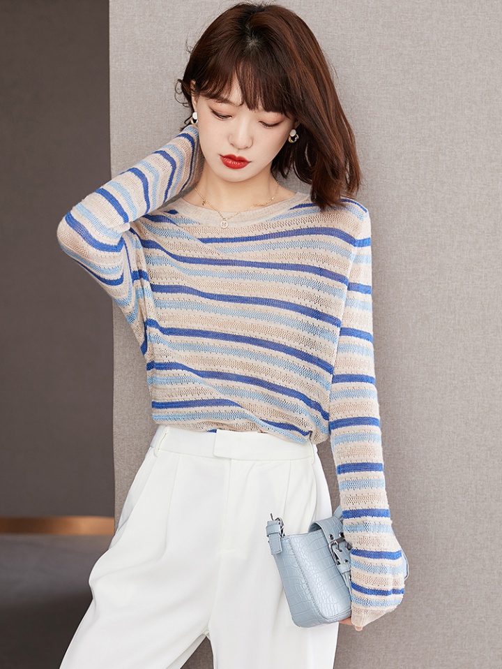 Splice mixed colors sweater autumn Western style tops