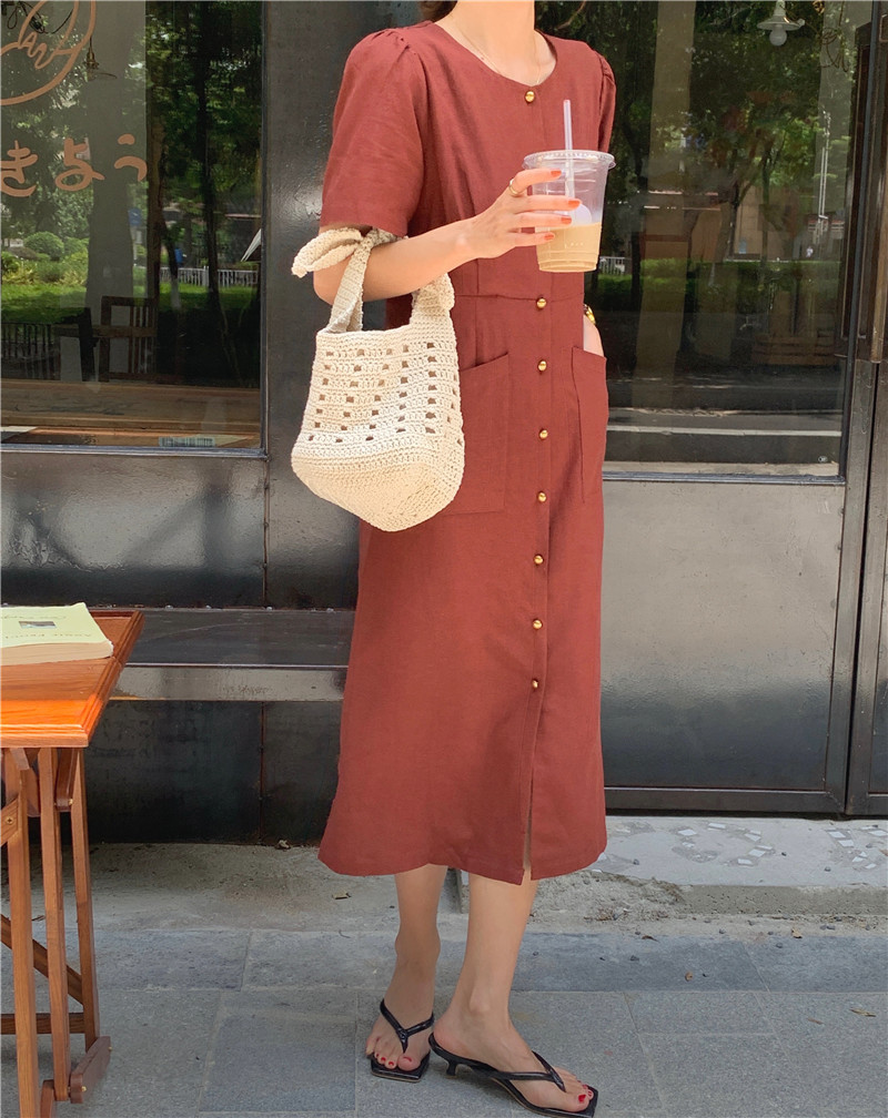 France style retro pure long slim temperament Korean style dress