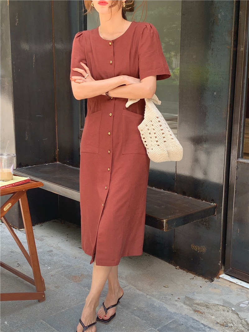 France style retro pure long slim temperament Korean style dress