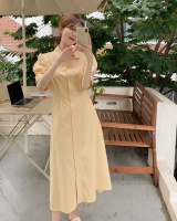 Simple slim temperament pinched waist pure Korean style dress