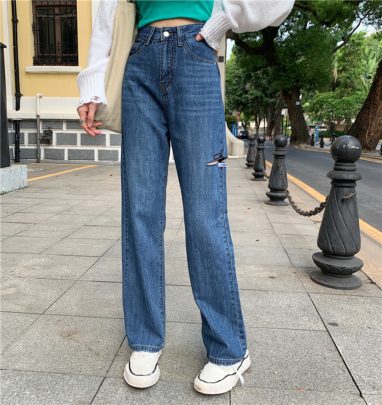 Slim autumn loose pants fashion holes jeans