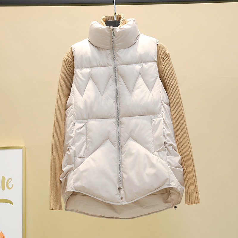 Short cotton coat wears outside down waistcoat for women